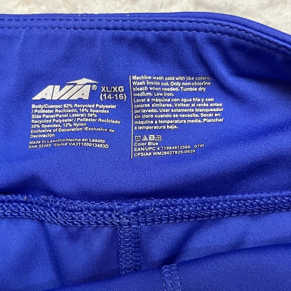 Avia Leggings Girls XL Blue Sparkle Ribbed Mesh VA31100013493D Activewear